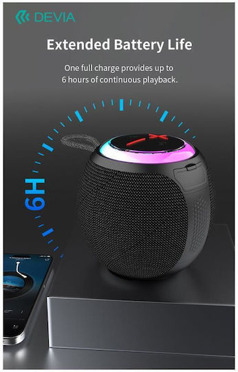 Devia Lite1 Ηχείο Bluetooth 5W με Ραδιόφωνο και Διάρκεια Μπαταρίας έως 6 ώρες Μαύρο