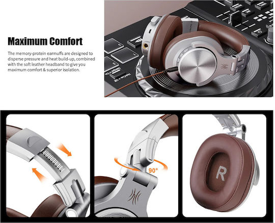 OneOdio Fusion A70 Ασύρματα / Ενσύρματα Over Ear Ακουστικά με 72 ώρες Λειτουργίας Καφέ