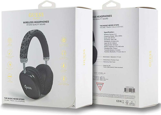 Gcube Metallic Script Logo Безжични / Жични Over Ear Слушалки с 32 часа Работа Черни