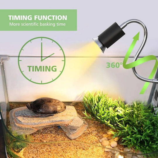 Heat Lamp Light UVA+UVB 3 Reptiles Turtles Clamp Timer Adjustable Switch Lamp UVA UVB 25W