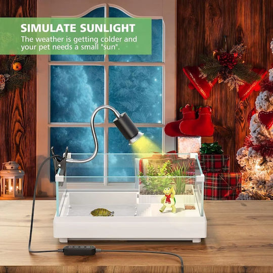 Heat Lamp Light UVA+UVB 3 Reptiles Turtles Clamp Timer Adjustable Switch Lamp UVA UVB 25W