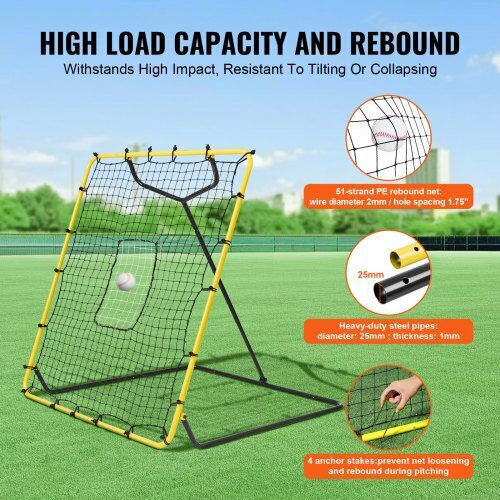 Vevor Δίχτυ Επιστροφής Μπέιζμπολ & Σόφτμπολ 4x4.5 Ft Ρυθμιζόμενης Γωνίας Bqhdwpwjdkd41tlv7v0