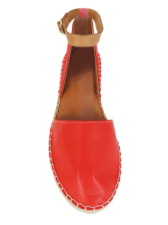 Women's Leather Espadrilles Red
