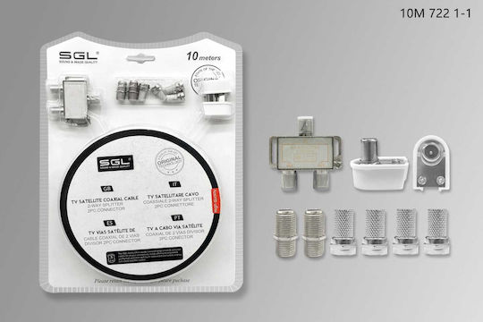 SGL Σετ σύνδεσης κεραίας τηλεόρασης 10m 7221-1 Splitter Satellite 096711