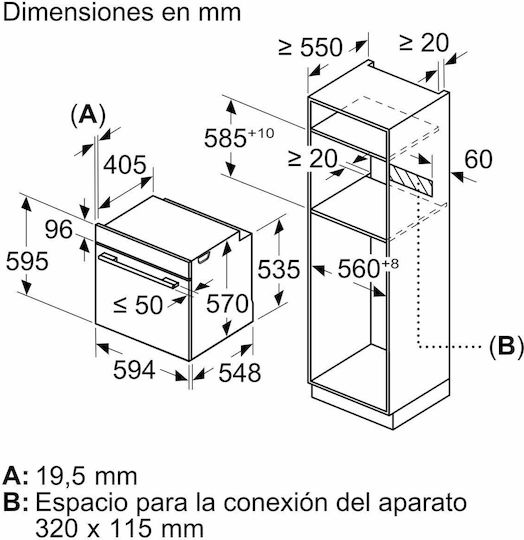 Bosch Φούρνος άνω Πάγκου 71lt Π59.4εκ. Inox