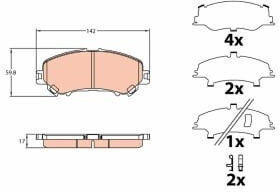 Trw Front Brake Pads Set Nissan Qashqai X-trail Renault Kadjar 59.8mm Height 142.0mm Width 17.8mm Thickness