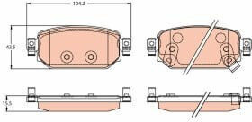 Trw Automotive Rear Brake Pads Set Mazda 3 1.5-2.2d 07.13 Height 43.5mm Width 104.2mm Thickness 15.5mm Wear Sensors Yes