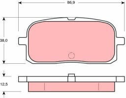 Set Plăcuțe De Frână Spate Toyota Paseo Starlet 1.3/1.5 08.95-07.99 Înălțime 38mm Lățime 86.9mm Grosime 12.5mm