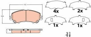 Front Brake Pads Set Trw Nissan Qashqai Ii 1.2-1.7d 11.13 Height 59.8mm Width 142mm Thickness 17mm Wear Sensor Yes