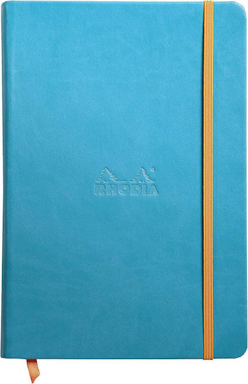 Rhodia Бележник A5 96 Листа На Райета с Твърда Корица, Ластик и Поставка за Химикалка Тюркоазен