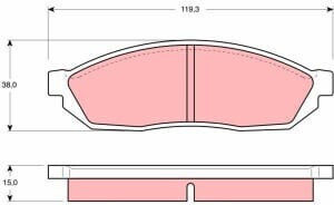 Set Plăcuțe De Frână Partea Din Față Trw Honda Civic I Ii Suzuki Alto I Ii Iii Iv Super Transporta 0.8 1.0 1.3 38x119.3x15 Mm