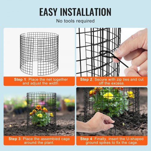 VEVOR 6 Pack Plant Protector from Animals 12.6'' Diameter x 14'' H Metal Plant Cage
