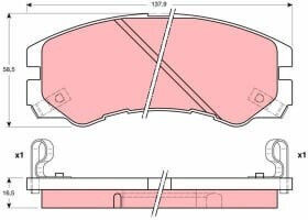 Set Plăcuțe De Frână Partea Din Față Trw Isuzu Soldat Ii Vehicross Opel Monterey A 3.1d/3.2 08.91-12.00 Înălțime 58.5mm Lățime 137.9mm Grosime 16.5mm