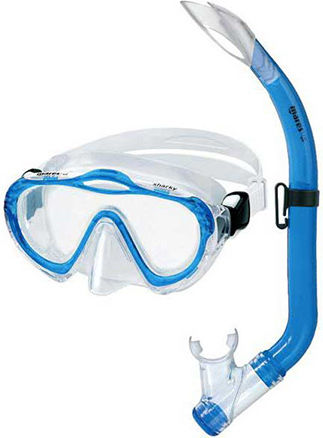 Mares Silicone Diving Mask with Snorkel Kids Sharky Junior Set Blue
