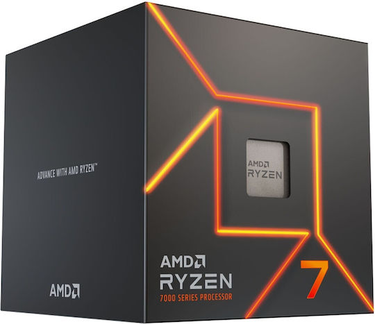 AMD Ryzen 7 7700 3.8GHz Επεξεργαστής 8 Πυρήνων για Socket AM5 σε Κουτί με Ψύκτρα