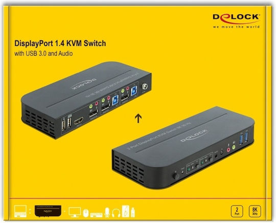 DeLock DisplayPort 1.2 KVM Switch 8K 30 Hz with USB 3.2 Gen 1
