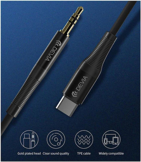 Devia IPure USB 2.0 Cable USB-C male - 3.5mm Μαύρο 1m 365683