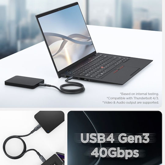 Spigen USB 3.2 Video Cable USB-C Male - USB-C 240W PD Black 1.2m ACA06840