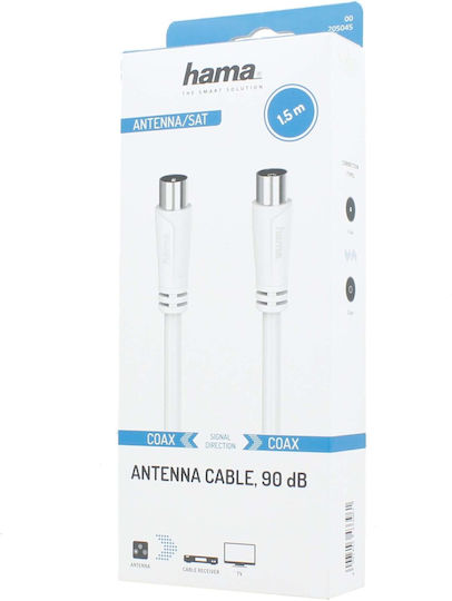 HAMA Καλώδιο Κεραίας Coax male - Coax female Λευκό 1.5m (00205045)