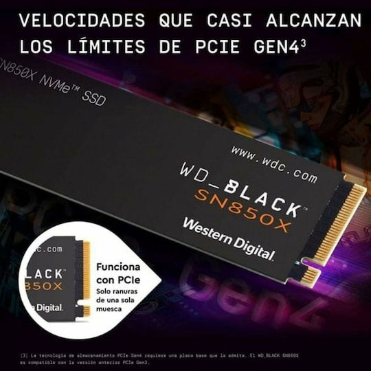 Western Digital Black SN850X W/o Heatsink SSD 8TB M.2 Type with PCI Express 4.0 Connection WDS800T2X0E-00CDD0
