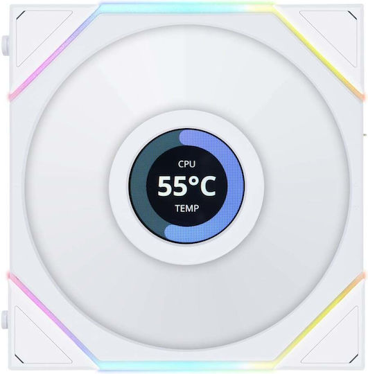 Lian Li UNI FAN TL LCD Ventilator Carcasă 140mm cu Iluminare Alb și Conexiune 4-Pin PWM 1buc Alb