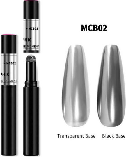 UpLac Magic Chrome Pigment Pen Прах за декориране за Нокти в Сребрист Цвят