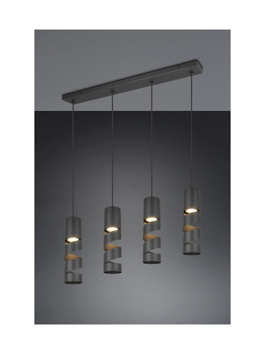 Trio Lighting Pendant Light Black for 4 Bulbs GU10 80x9x150cm