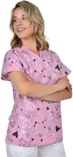 B-Well Bambina Women's Pink Medical Blouse Cotton and Polyester