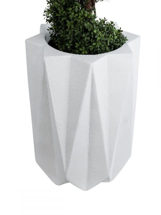 GloboStar PADOVA Planter Polyester White with Stand 46x46x67cm.