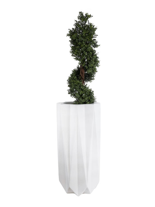 GloboStar Padova Planter Polyester White with Stand 48x48x100cm.