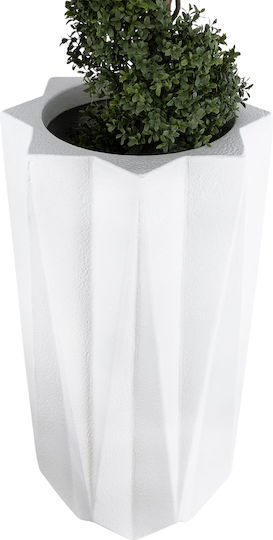 GloboStar Padova Übertopf Polyester Weiß mit Gestell 48x48x100εκ.