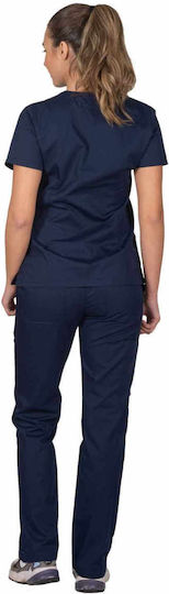 Alezi Women's Navy Blue Pants & Blouse Set Cotton and Polyester