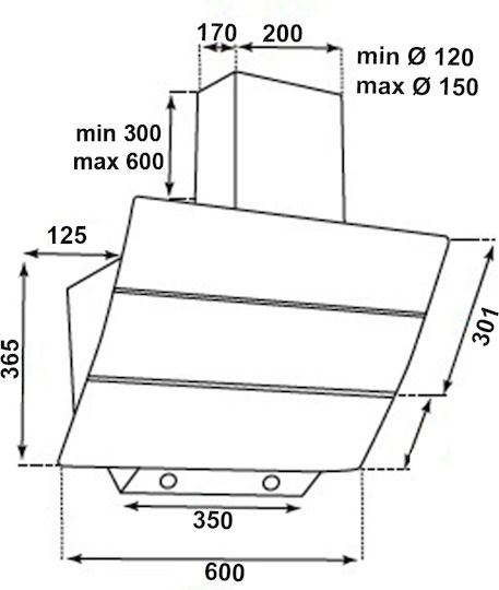 Silifo SF6611 Chimney Vent Hood 60cm White