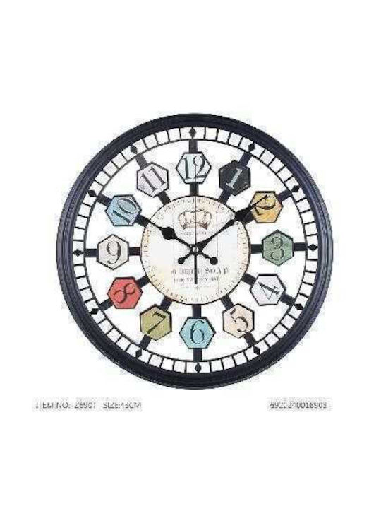 Wanduhr Kunststoff Schwarz Ø43cm