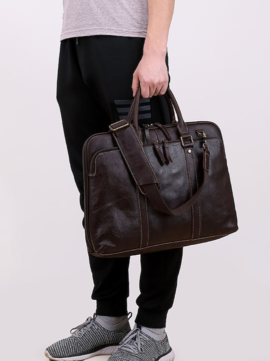 Geantă unisex pentru laptop 15.6 inch servietă geantă office stil business vintage maro