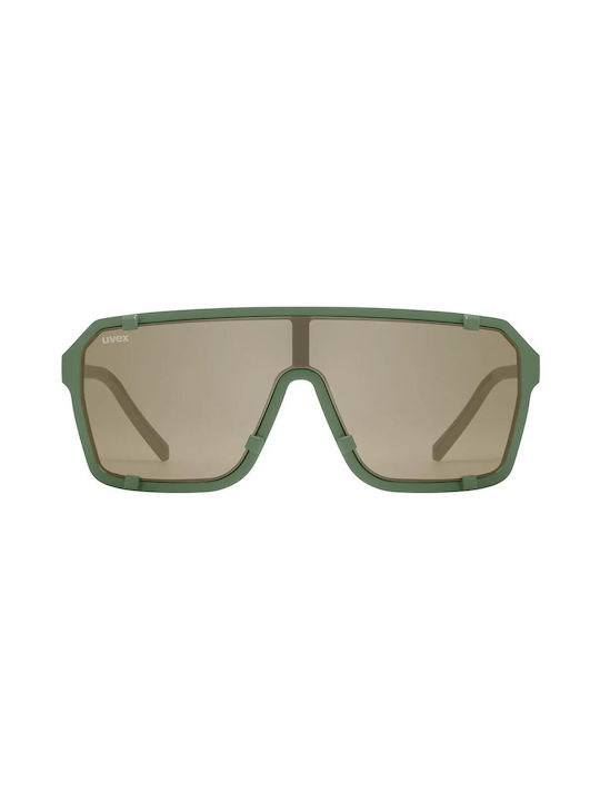 Uvex Men's Sunglasses with Green Plastic Frame and Gray Mirror Lens S5330617716