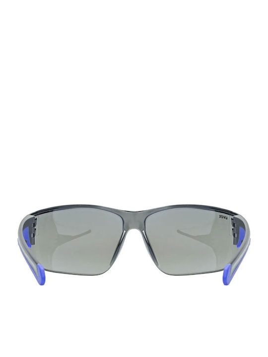 Uvex Men's Sunglasses with Gray Plastic Frame and Blue Mirror Lens S5330822416