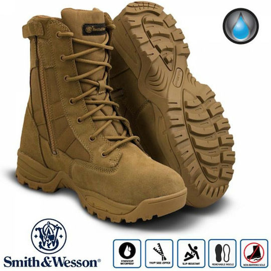 Smith & Wesson Military Boots Breach 2.0 8" SZ WP with membrane HydroGuard Leather Brown