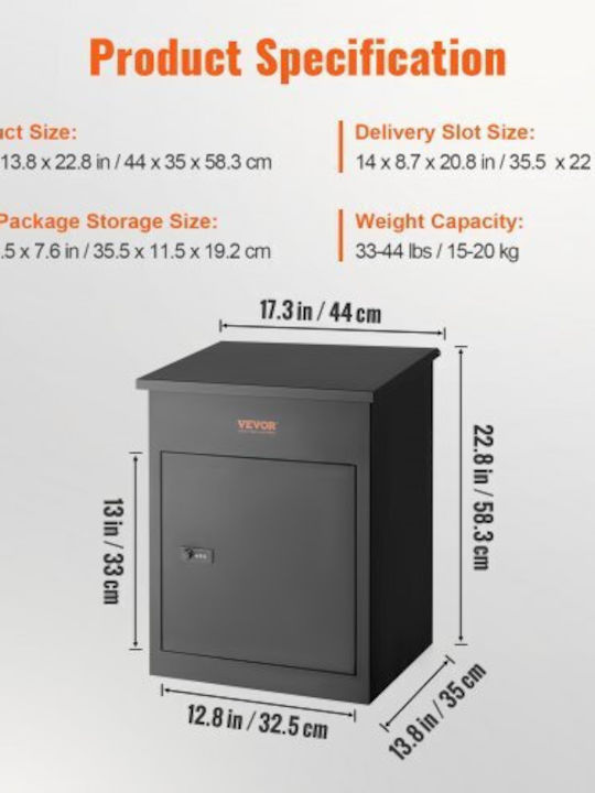 Vevor Cutie Poștală pentru Exterior Metalic în Culoarea Negru