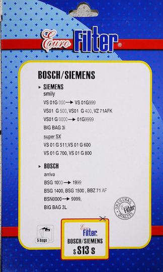 Euro Filter Vacuum Cleaner Bags 5pcs Compatible with Vacuum Cleaner Siemens / Bosch