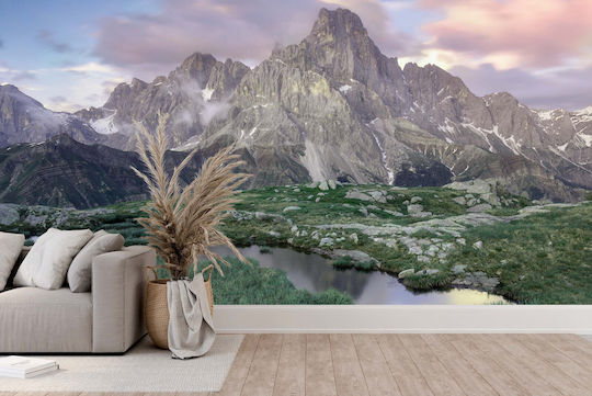 Wandbild Wohnzimmer Grafik Berglandschaft Dolomiten 240x360