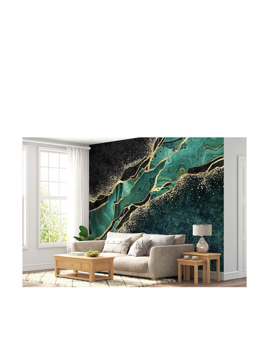 Fototapet Cameră de Zi Glamour Furnir Marmură Aurie Decorațiune Perete 240x360