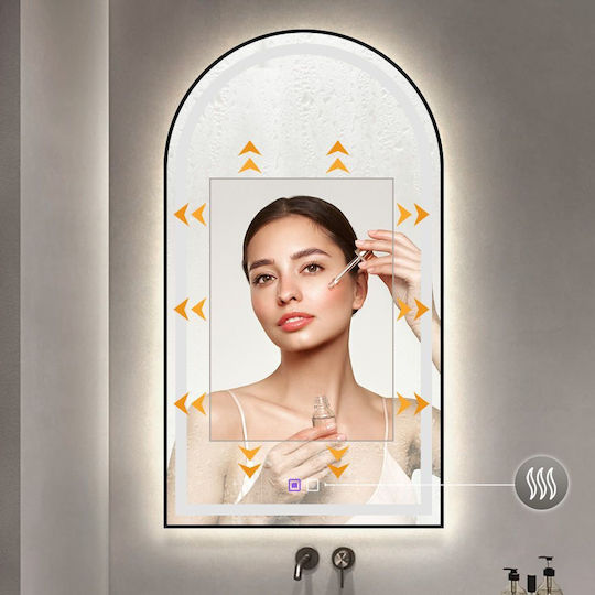 Tutumi Като Огледало за Стена с Черен Рамка & LED Осветление 100x60см 1бр