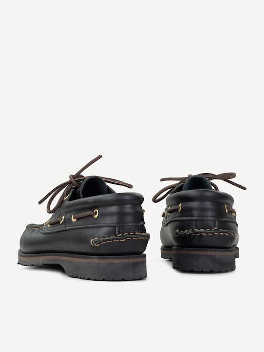 Men's Leather Boat Shoes Black