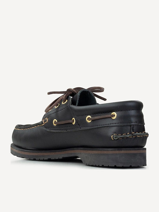 Men's Leather Boat Shoes Black