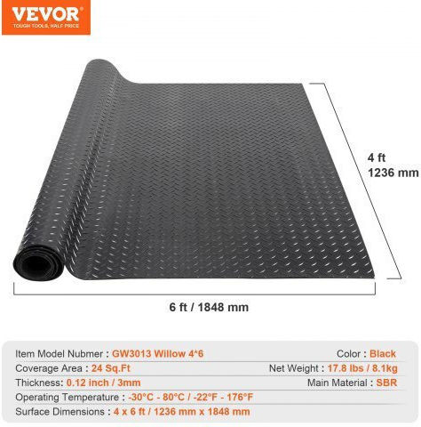 Vevor Ελαστικό Πλαστικό Δάπεδο 3mm σε Ρολό με Πλάτος 1.22m (τιμή ανά τ.μ)