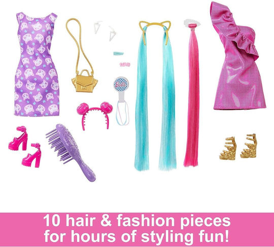 Barbie Hair Doll Fun & Fancy with Colorful Hair & Accessories for 3+ years+ Years 21.5cm