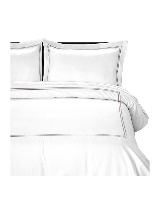 Anna Riska Duvet Cover Set Cotton Satin Queen with 2 Pillowcases 220x240 Classico 5 431305 White