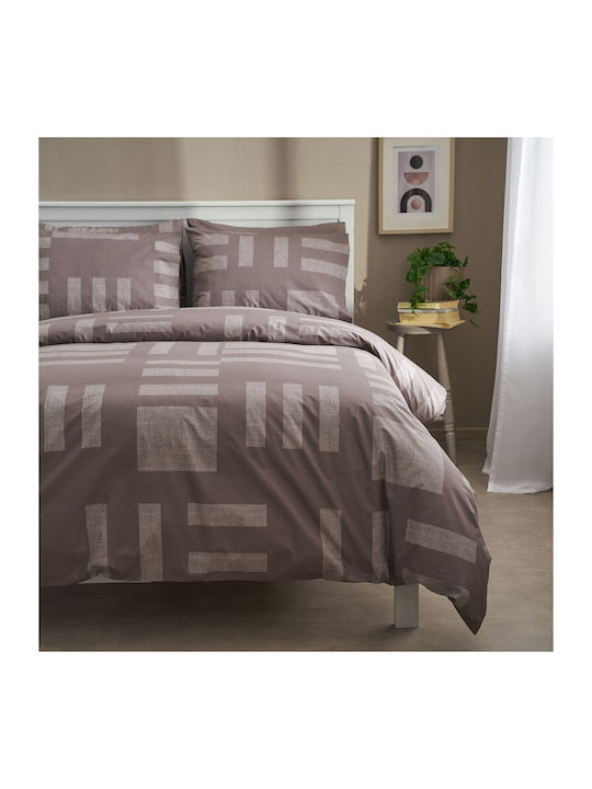 Charalambidis Textiles Duvet Cover Double 200x240 Tetris Coffee