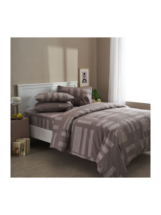 Charalambidis Textiles Duvet Cover Single 160x240 Tetris Coffee